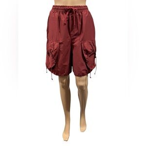 Free People Movement In A Cinch Utility Cargo Hiking Shorts Burgundy Size S
